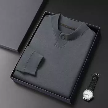 Double-sided Velvet Bottoming Shirt Men s Spring and Autumn Men s T-shirts with Long Sleeves and High Sense of Leisure Pullover Sweater Clothes M