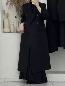 Double-sided wool coat slim-fitting suit style small waist front shoulder thickened warm long wool double-sided jacket S