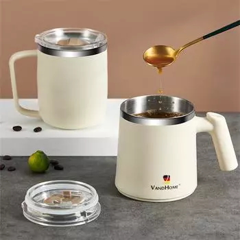 Double Wall Stainless Steel Latte Coffee Cup Portable Thermal Tea Mug with Lid Travel Office Drink Water Tumbler Camping Use 430-480ml