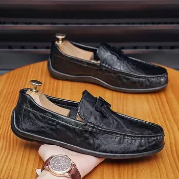 Doudou shoes men s autumn and winter 2024 breathable men s shoes British casual leather shoes one pedal trendy men s shoes 39