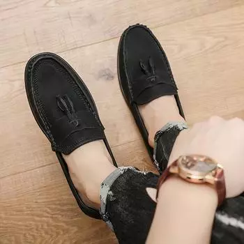 Doudou shoes men s fringed loafers new popular men s one-pedal business casual leather shoes spring and autumn single shoes 39