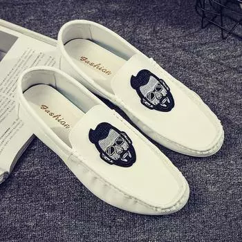 Doudou shoes men s spring and summer 2025 new one-pedal driving casual leather shoes British style lazy breathable loafers 39 чёрный