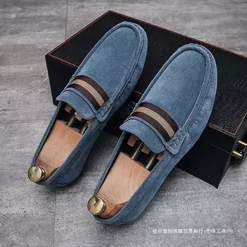 Doudou shoes men s summer matte suede leather lazy one pedal business casual leather shoes youth loafer driving trendy shoes 39