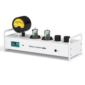 Douk Audio P1 PLUS 2CH Bluetooth JAN5654 Ламповый предусилитель Усилитель для наушников USB ЦАП Звуковая карта ПК Беспроводной приемник Аудио предусилитель VU-измеритель Оптический