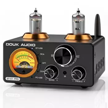 Douk Audio PRO Bluetooth усилитель мощности 6K4 ламповый усилитель USB ЦАП VU измеритель ST-01 5.0 100W2 COAX/OPT