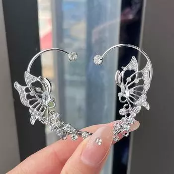 Douyin Super Immortal Butterfly Elf Ear Подвесные Светильники Роскошные Нишевые Дизайны Продвинутые Клипсы Для Ушей Без Пирсинга Ушей Серьги Spice Girls