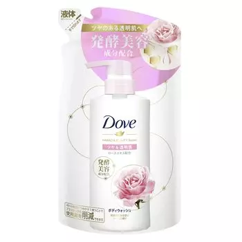 Dove Body Soap Fermentation Beauty Series Блестящий прозрачный сменный блок 340 г & & (Гель для тела) белый