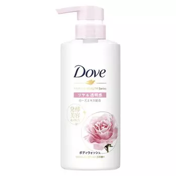 Dove Body Soap Fermentation Beauty Series Блестящий прозрачный дозатор 480 г & & (Гель для тела) белый