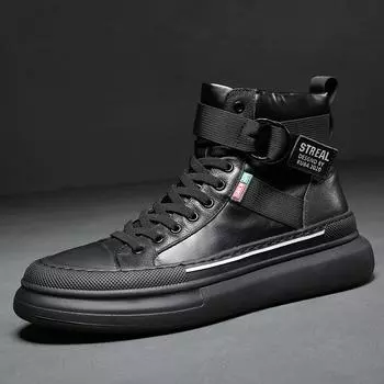 Down Cloth Men S Shoes Mid -Top Martin Boots Men S British Style Black Thick -Soled Winter With Velvet High -Top Shoes Trend 43 серебро белый