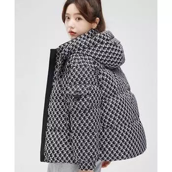 Down cotton cotton clothes and cotton clothes women s 2025 new winter thickened hooded fashion and versatile, warm and foreign, slimming and short L