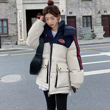Down cotton-padded clothes women s winter new fashion hooded short small cotton-padded clothes, cotton-padded jackets, thickened coats tide S розовый