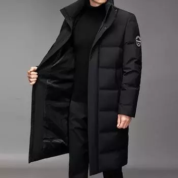 Down Jacket for Men s Mid-length Style Over Knees In Winter New Thickened Cold-proof and Large-size White Duck Down Men s Jacket M