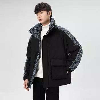 Down jacket men s new winter style versatile trendy brand stand collar thickened warm clothes winter jacket men s trendy boys M