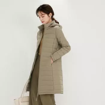 Down jacket women s medium and long winter 2024 new light and thin 90 white duck down hooded slim and thin coat tide S красный
