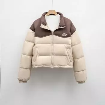 Down Jacket Women s New Small Short Winter Color Matching Thickened Bread Jacket Korean Version Looks Thin and Fashionable S синий