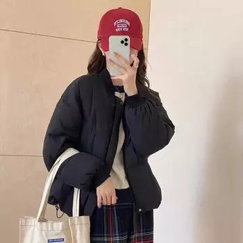 Down jacket women s short baseball jacket 2024 autumn and winter new versatile and thin loose solid color white duck down jacket average size белый