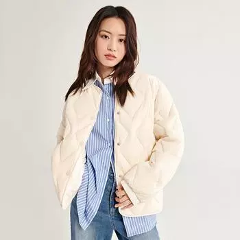 Down jacket women s V-neck short 2024 autumn and winter new women s versatile rhombus grid with stacked jacket tide S [Recommended 45kg-60kg] чёрный