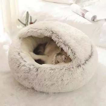 Довольно мягкий однотонный дом для домашних животных зимой маленькая собака щенок кошка пещера постельные принадлежности 50*50cm кофейный