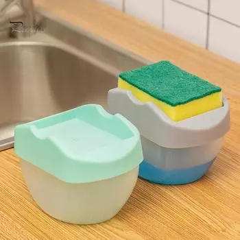 Дозатор для мыла Puntos Kitchen Press с губкой, контейнер для жидкости для мытья посуды, посудомоечная машина мятный зеленый