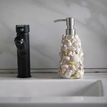 Дозатор мыла Shell Design, водонепроницаемый, из нержавеющей стали, дезинфицирующее средство для рук, лосьон, шампунь, аксессуар для ванной комнаты белый