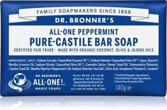 Dr. Bronner’s Peppermint savon solide TU прозрачный
