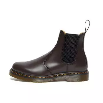 Dr. Martens 2976 Желтая Строчка Гладкая Кожа Ботинки Челси Бордовый Унисекс Кроссовки Красный 27280626 36