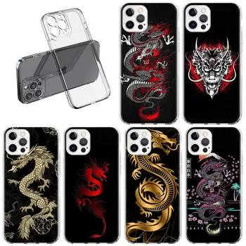Dragon Animal Case For Apple iPhone 11 13 14 12 Pro 7 8 Plus XR X XS Max 6 6S 14Pro Clear Silicone Phone Cover Coque iPhone 14 Pro Max