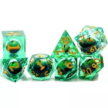 Набор игральных костей «Глаз дракона», 7 игральных костей D&D с острым краем и подарочным футляром для настольной игры «Подземелья и драконы» золотой/красный