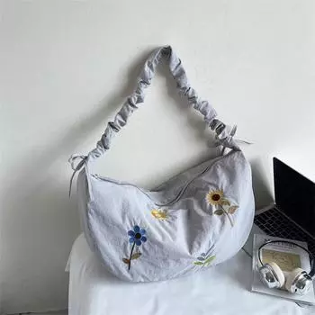 Drawstring Nylon Dumpling Bag Lightweight Oxford Cloth Shoulder Bag Shopping