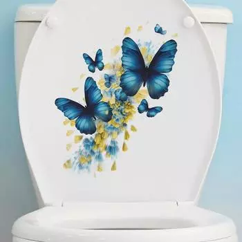 Наклейка на стену для туалета Dream Blue Butterfly с ванной комнатой и украшением дома 23*29CM/fun-m79