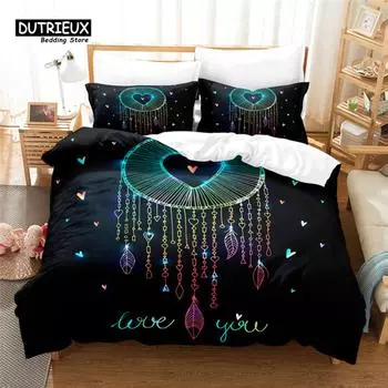 Dream Catcher Bedding Set, 3Pcs Duvet Cover Set, Soft Comfortable Breathable Duvet Cover, For Bedroom Guest Room Decor EU single(135x200cm)
