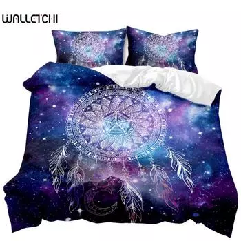 Dream Catcher Duvet Cover Feather Purple Dream Catcher Bedding Set Magic Symbol Exotic Polyester Quilt Cover Double Queen King EU single(135x200cm)