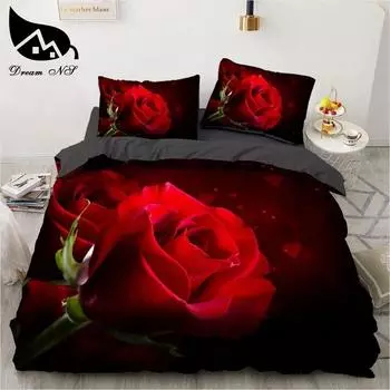 Dream NS красная роза новый красивый 3D цветок розы праздник узор комплект постельного белья кровать пододеяльник комплект наволочек EU Single 135x200cm