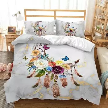 Пододеяльник Dreamcatcher Bohemia, комплект постельного белья из микрофибры с перьями, полный комплект для девочек, подростков, взрослых, декор спальни US Queen228x228cm
