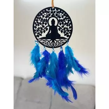 Dreamcatchers - Buddha with Blue Feathers - Dreamcatcher for Cars | Home | Wall Hangings | Home Dcor | Handmade Dreamcatcher for Bedroom