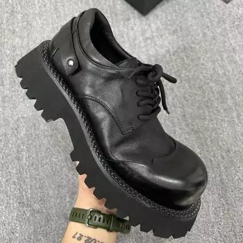 Dress British style head Derby platform business inner height increase big head commuter casual men s shoes 38