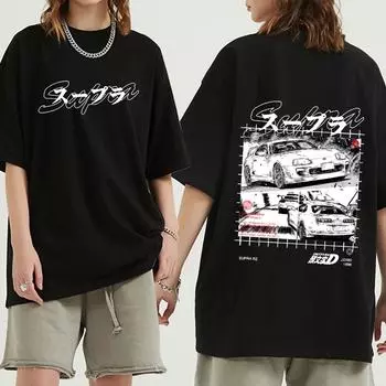Drift японское горячее аниме AE86 Initial D двусторонняя футболка с круглым вырезом и короткими рукавами Летняя повседневная модная мужская и женская футболка унисекс S чёрный