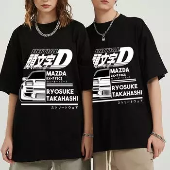 Drift японское горячее аниме AE86 Initial D футболка с круглым вырезом и короткими рукавами, летняя повседневная модная футболка унисекс для мужчин и женщин S чёрный