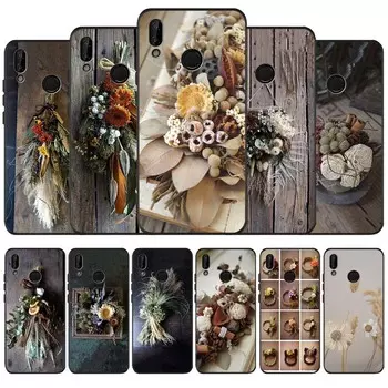 Dry flower black Phone Case for huawei P40 P30 P20 P10 Pro P9 Lite nova 4E 6SE Psmart 2 2019 Y6 9 Prime cover Shell Huawei P9 Lite