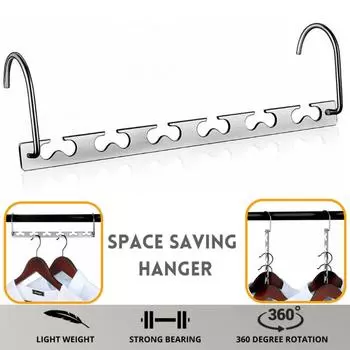 Drying Clothing Storage Racks Space Saving Stainless Steel 6 Hole Closet Storage Organization Functional Clothes Rack