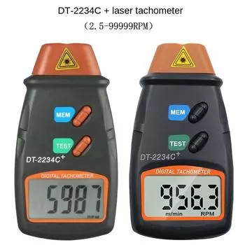 Dt2234C + Цифровой лазерный тахометр, измеритель оборотов, бесконтактный, 2,5–99999 об/мин, ЖК-дисплей, измеритель скорости Dt2234C, тестер скорости