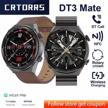 Dt3 Mate 1,5 454*454 умные часы мужские Nfc Gps Bluetooth вызов фитнес водонепроницаемые спортивные наручные умные часы для Xiaomi Huawei With Original Box