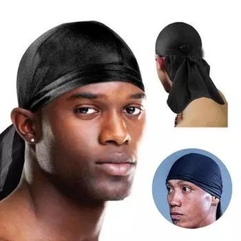 Du-Rag Street Баскетбольная повязка на голову, впитывающая пот, шелковая атласная длиннохвостая пиратская кепка с эластичной головкой