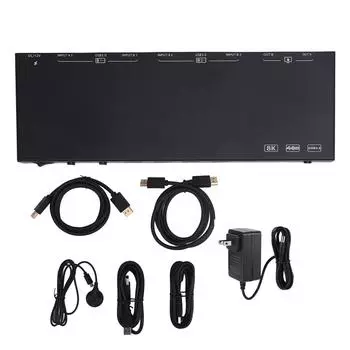 Dual Monitor KVM Switch 4K 144Hz 8K 30Hz USB 3.0 PC Extended Display Switcher for 2 Computers 2 US Plug