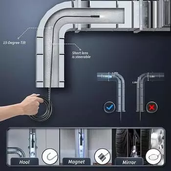 Dual&Single Lens Endoscope Camera with 1080P 8mm 4.3 IPS Screen IP67 Waterproof Car Pipe Inspection Borescope 2000mAh 1m
