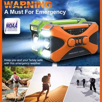 Dual Speaker Stereo Emergency Hand Crank Radio Dual Speaker Rechargeable Weather Radio for Home Outdoor зелёный
