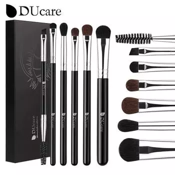 Ducare 6 шт., набор косметических кистей для макияжа, растушевка теней для век, подводка для глаз, ресниц, бровей, профессиональные кисти для лица, кисти для макияжа 6 pcs чёрный