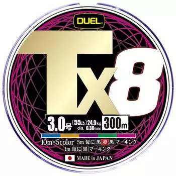 DUEL PE Line Fishing Line Tx8 [Line Fishing Line Fishing Tackle High Strength High Sensitivity Strong Long Lasting] No. 3.0 300 m 5 COLOR 5 Color