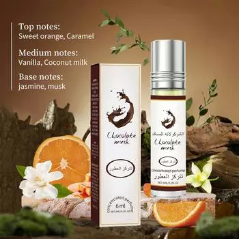 Духи Chocolate Musk Roller Perfume Portable, стойкие, мягкие ингредиенты, свежий и не резкий запах, 6 мл One Size белый
