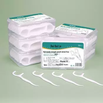 Duiduile 50-Pack зубная нить палочки в портативной коробке, гладкие одноразовые зубочистки 50 pieces per box